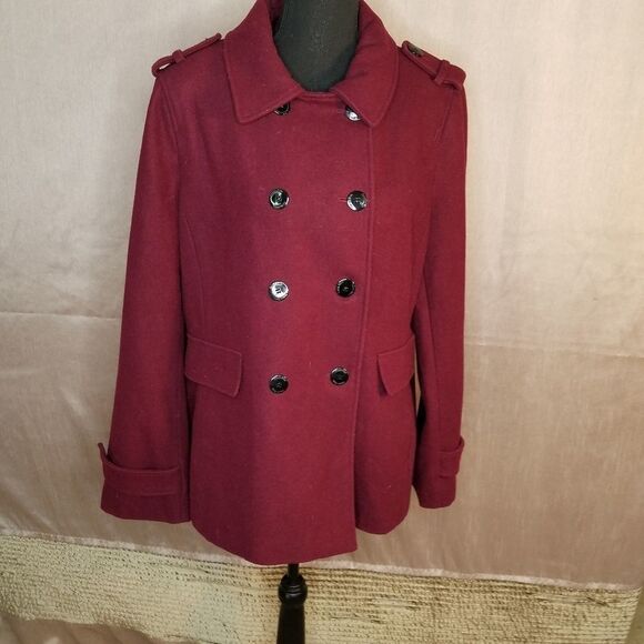 CALVIN KLEIN Part Wool Double‎ Breasted Coat - Picture 1 of 11